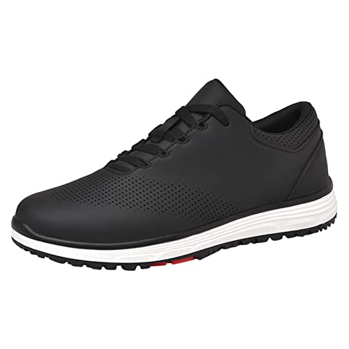 PENXZT Golfschuhe Für Männer wasserdichte Extra Weite Fit Casual Sneakers Nicht -Slip -Atmungsfreie Stachel -Trainer Für Golftraining,Schwarz,40 EU von PENXZT