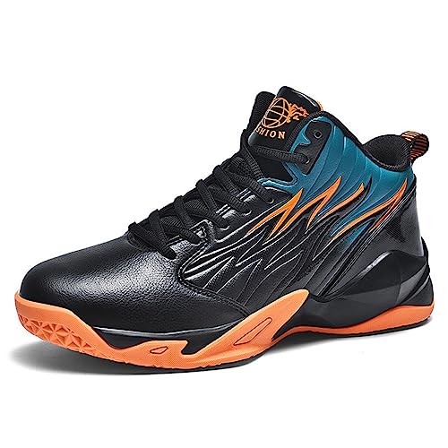 PENXZT Herren High-Top Basketball Schuhe Dämpfung Licht Anti-Skid Outdoor-Sportschuhe Casual Tennis Walking Fitness Schuhe,Black orange,40 EU von PENXZT