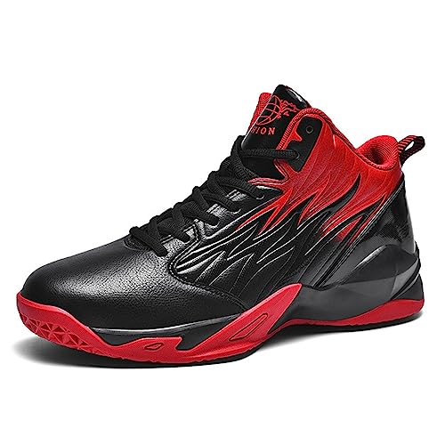 PENXZT Herren High-Top Basketball Schuhe Dämpfung Licht Anti-Skid Outdoor-Sportschuhe Casual Tennis Walking Fitness Schuhe,Black red,39 EU von PENXZT