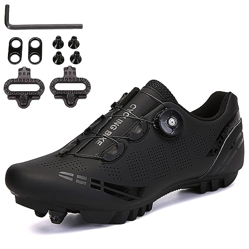 PENXZT Herren Mountain Bike Radsportschuhe Kompatibel mit Shimano SPD 2-Bolts Pedals MTB Schuhe Rennen innen und im Freien,Schwarz,40 EU von PENXZT