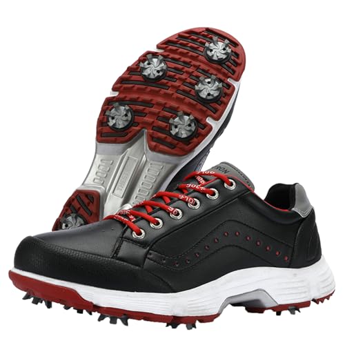 PENXZT Herrengolfschuhe mit Spikes wasserdichte Golf -Turnschuhe Atmungsaktiven Golfsportschuhen im Freien im Freien,Schwarz,39 EU von PENXZT