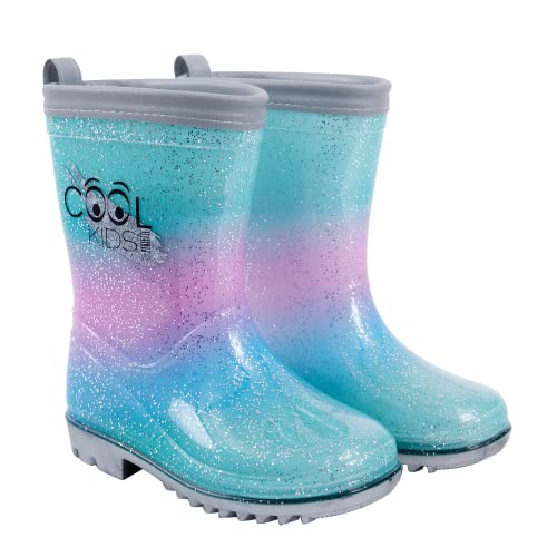 PERLETTI Rosa Gummistiefel für Kleine Mädchen - Pink Regen Stiefel Kleinkind Kindergarten 3 4 5 6 Jahre - Kinderstiefel Stiefeletten Reflektierend für Kinder Maedchen (Hellblau und Pink, numeric_24) von PERLETTI