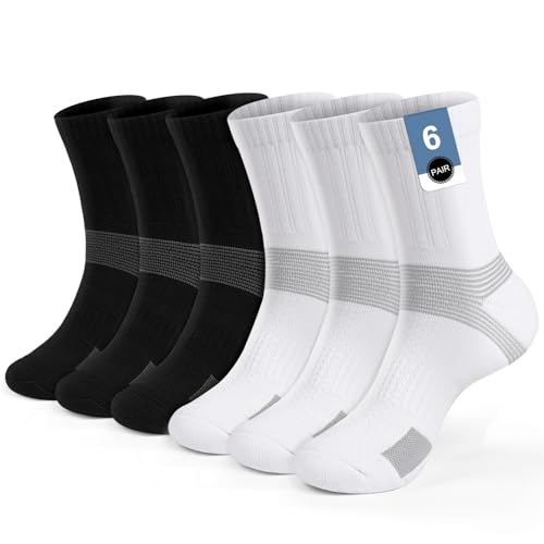 PERMANENTLY001 gepolsterte Sportsocken Tennissocken Herren Damen Jungen atmungsaktive Baumwoll-Trainer-Performance-Laufsocken zum Wandern Pickleball Volleyball 38-42 M 3Schwarz+3Weiß M 6P PERMANENTLY001 gepolsterte Sportsocken Tennissocken Herren Damen Jungen atmungsaktive Baumwoll-Trainer-Performance-Laufsocken zum Wandern Pickleball Volleyball 38-42 M 3Schwarz+3Weiß M 6P von PERMANENTLY001