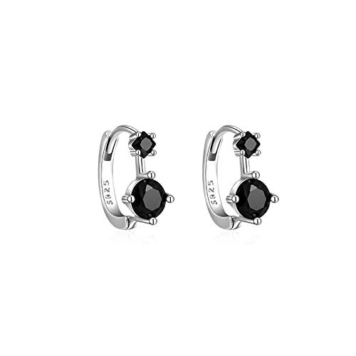 Ohrringe Damen Creolen Ohrstecker Sterling Ohrnägel 925 Silber Nadel Doppeldiamant Ohrringe Zarte Kleine Ohrringe Kalter Wind Einfache Ohrringe Damenstil Schwarzer Diamant Silber (Paar) von PETOLY