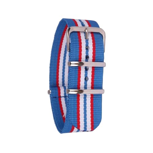 PEtbon 12/14/16/20/22mm Blau+Weiß+Rot Gestreifter Aufdruck Herren Damen Nylon gewebtes Armband Ersatz von PEtbon