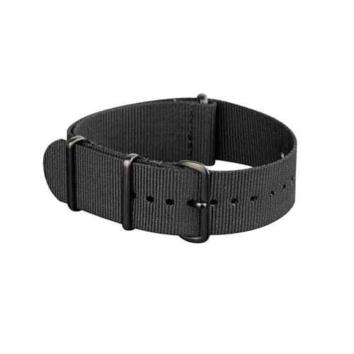 PEtbon 18/19/20/21/22/23/24mm schwarzes Nylon Armband mit schwarzem Edelstahl Ringverschluss von PEtbon