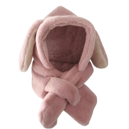 Winter Kinder Hut Kapuzenschal 2-in-1 Kinder Mädchen Warme Plüsch Flauschige Cartoon Winter Hüte Schal Handschuhe Mit Hoodie Kappe Kostü von PHASZ