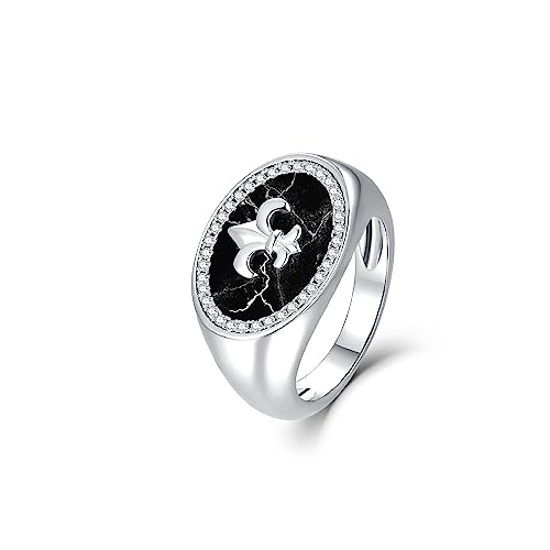 PHNIBIRD Ringe Frauen Vintage Iris Schwarzer Emaille Ring Größe 57 Geeignet Für Eine Frau Das Tägliche Accessoire (Schwarz 57 （18.1mm）) von PHNIBIRD