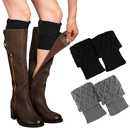 PHOGARY 2 Paare Stulpen Damen Winter Beinwärmer, Stricken Häkelarbeit Kurze Knopf Leg Warmers Mädchen Stiefel Boot Abdeckung für Winterwärmer (Stil 1) von PHOGARY