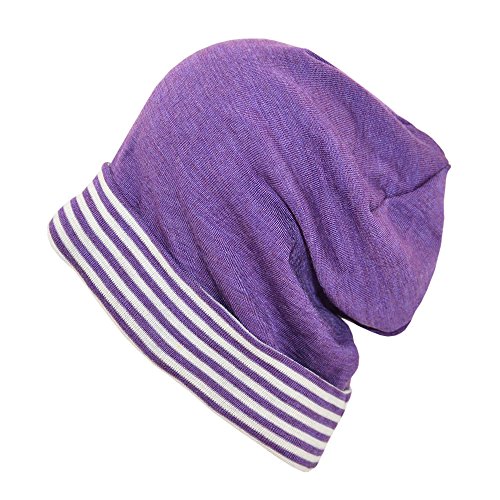 PICKAPOOH Kinder/Damen/Herren Beanie Mütze Luca Bio-Schurwolle/Seide, Lila Gr. 58 von PICKAPOOH