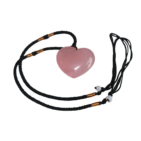 Halskette "Herz Love" aus Rosenquarz, 3,5 cm von PIERRETOILES