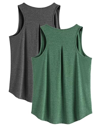 PINSPARK 2er Pack Tanktops Damen Sport Tank Tops Racerback Ärmellose Sporttop Herbst Laufen Gym Yoga Top Soft Atmungsaktiv Trainingstop Tank Sportbekle Dunkelgrau/Dunkelgrün XL PINSPARK 2er Pack Tanktops Damen Sport Tank Tops Racerback Ärmellose Sporttop Herbst Laufen Gym Yoga Top Soft Atmungsaktiv Trainingstop Tank Sportbekle Dunkelgrau/Dunkelgrün XL von PINSPARK