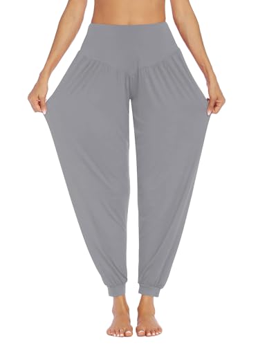 PINSPARK Haremshose Damen Yoga Hose V Bund Pluderhose Sporthose Curvy Jogginghose Lang Freizeithose Sommer Yogahose Frauen Hellgrau L PINSPARK Haremshose Damen Yoga Hose V Bund Pluderhose Sporthose Curvy Jogginghose Lang Freizeithose Sommer Yogahose Frauen Hellgrau L von PINSPARK