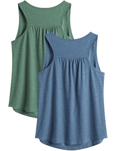 PINSPARK Sport Tank Top Damen Workout Tanktops Racerback Ärmellose Leichte Oberteile Sommer Sporttop Lauftop Yoga Gym Shirt Fitness Running Armeegrün und Navy Blau M PINSPARK Sport Tank Top Damen Workout Tanktops Racerback Ärmellose Leichte Oberteile Sommer Sporttop Lauftop Yoga Gym Shirt Fitness Running Armeegrün und Navy Blau M von PINSPARK
