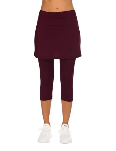 PINSPARK Tennishose Damen Hohe Taille Rock mit Leggings Spring 2-In 1 Sportrock Outdoor Bauchkontrolle Wandern Hosenrock Golf Workout Yoga Sport Rock Rot XL PINSPARK Tennishose Damen Hohe Taille Rock mit Leggings Spring 2-In 1 Sportrock Outdoor Bauchkontrolle Wandern Hosenrock Golf Workout Yoga Sport Rock Rot XL von PINSPARK