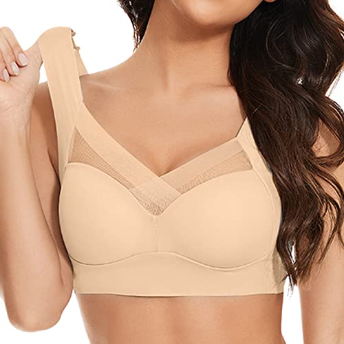 Damen Nahtlos Spitzen BH ohne Bügel Weicher Damen Push-Up BH Gepolstert - Atmungsaktiver und Leichter, Klassische Bustier Damen BH Modern Feeling Vhose Comfy BH Push Up Bequem Bustiers BH Gepolstert von PINTUTU