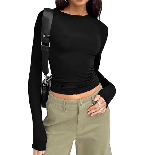 Skims Dupes, Y2K Clothes, Skims Top, Langarmshirt Damen eng, Skims Long Sleeve, Skims Tshirt, Tops Y2K, Y2K Shirt, Crop Tops Damen Langarm Rock von PINTUTU