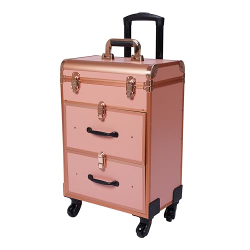 Kosmetikkoffer Trolley Schminkkoffer Make Up Tasche, 3 Fächer groß Kosmetikorganiser Multikoffer Schmuckkoffer Beautycase ragbarer, Trolley Nagelkoffer für unterwegs von PINYELIN