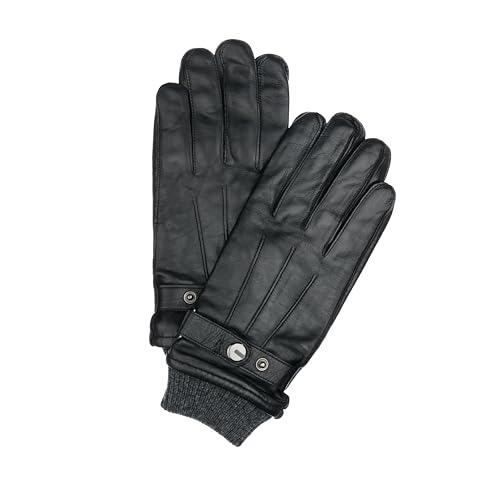 PITAS Winterhandschuhe Herren | Echte Lederhandschuhe Herren mit 100% Wollfutter und Strickbündchen | Schwarze Handschuhe im Klassischen Stil | iTouch-Technologie (Schwarz, L) von PITAS