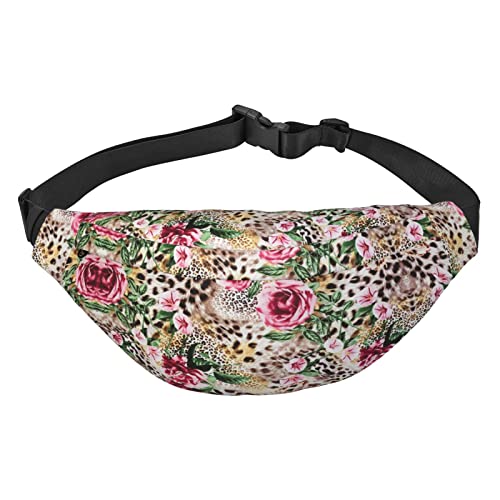 Flower Paris Eiffelturm Bauchtasche für Herren und Damen, Crossbody-Taillentasche, große Umhängetasche, mit verstellbaren Gürteln, Tier, Tiger, Leopardenmuster, Rose, Einheitsgröße von PIXOLE