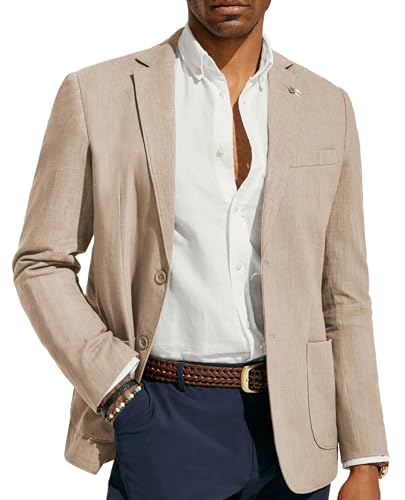 PJ PAUL JONES Herren-Blazer, lässiger Baumwoll-Leinen-Sportmantel, leicht, 2 Knöpfe, ungefüttert, Anzugjacken, Hellkhaki, XL PJ PAUL JONES Herren-Blazer, lässiger Baumwoll-Leinen-Sportmantel, leicht, 2 Knöpfe, ungefüttert, Anzugjacken, Hellkhaki, XL von PJ PAUL JONES