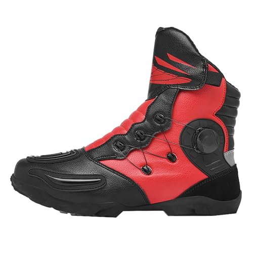 PLABNK Motorrad-Reitschuhe (37–48), Powersport-Stiefel/mit Drehbarer Schnalle, Rutschfest Und Kollisionssicher, Motocross-Schutzstiefel/für Männer Und Frauen,37,Red von PLABNK