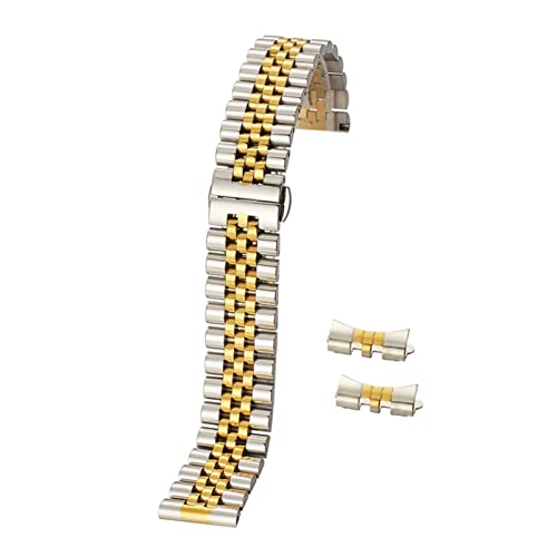 PLACKE Armband für Uhr aus massivem Metall aus Edelstahl mit Schnalle für gebogene Uhr 12 mm 14 mm 16 mm 18 mm 20 mm 22 mm, 22mm, Synthetik-Harz, Achat von PLACKE