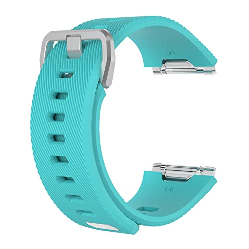 PLACKE Armbands Wasser Welligkeit Silber Schnalle Armband for Fitbit Ionische Silikonkautschuk Wasserdichte Uhrenarmband (Color : 39 EU, Size : Large Size) von PLACKE