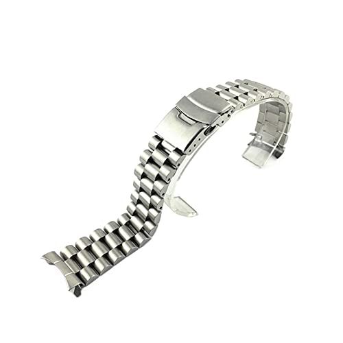 PLACKE Edelstahl -Uhrenband 20mm 22 mm Gurt Armband Fit for gekrümmte Ende Uhrengurt Doppelverriegelungs -Schnalle -Austausch Handgelenkriemen (Color : Type A, Size : 22mm) von PLACKE