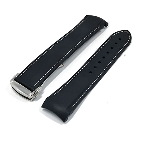 PLACKE Gummi gekrümmte Silikon Uhrenband for 20mm 22mm Fit for Omega Fit for Tissot Fit for Casio Fit for Huawei Fit for Samsung Männer Sport Wasserdichte Ersatzarmband (Color : 3, Size : 20mm) von PLACKE