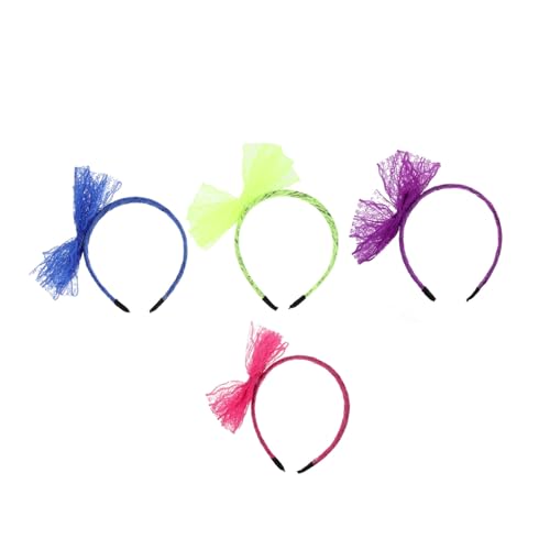 PLAFOPE 4 Stück Schleife Stirnband Accessoires für Mädchen Haarband mit Spitzenschleife haarschmuck kinder stirnband Haargummi Bowknot-Haarbänder schöne Haarreifen Krawatte Kopfbedeckung von PLAFOPE