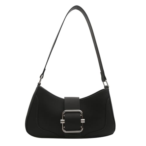 Damen Achseltasche im koreanischen Stil, PU-Leder, Umhängetasche, kleine Geldbörse, einfache Einkaufs- und Dating-Tasche, modische Handtasche, Schwarz von PLCPDM