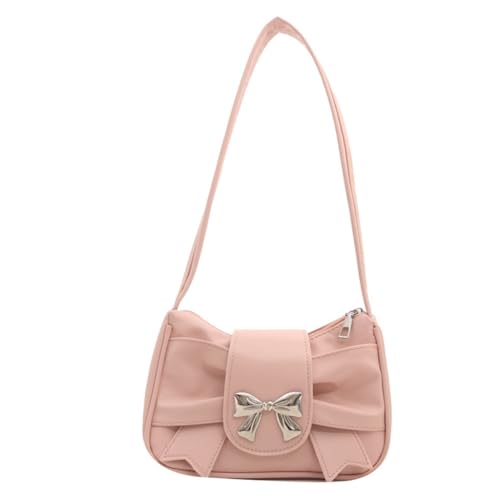 Damen-Handtasche, plissiert, französischer Stil, Unterarmtasche, Schleife, Schultertasche, PU-Leder, Achseltasche, modisch, Shopping, Dating-Tasche, rose von PLCPDM