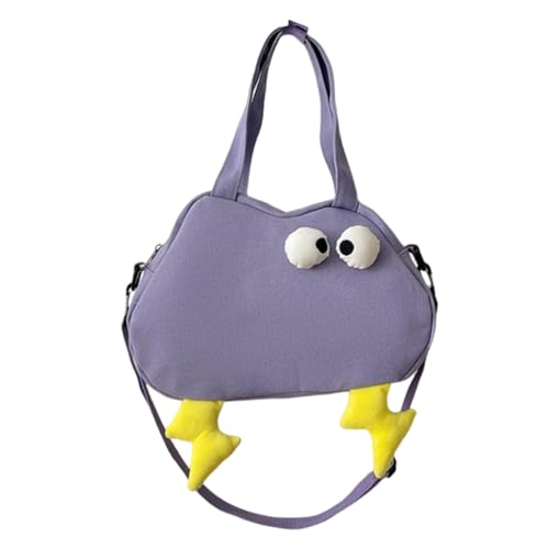 Damen-Umhängetasche aus Segeltuch, lustige Kuriertasche, japanischer Stil, Umhängetasche, Handtasche, niedliches Cartoon-Schultertasche für die Schule und den täglichen Gebrauch, violett von PLCPDM