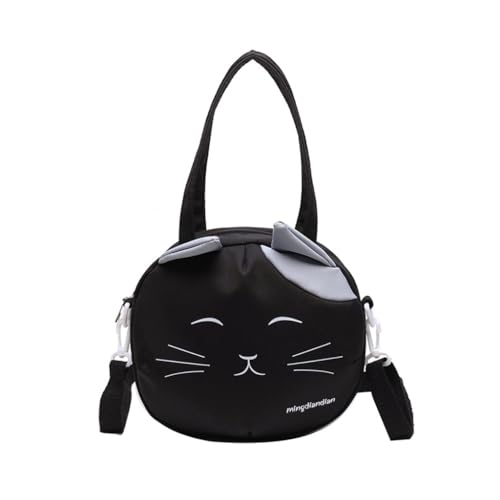 Damen-Umhängetasche mit großem Fassungsvermögen, japanischer Stil, Umhängetasche, niedliche Cartoon-Katzen-Umhängetasche, schöne Canvas-Tasche, Schwarz (klein) von PLCPDM