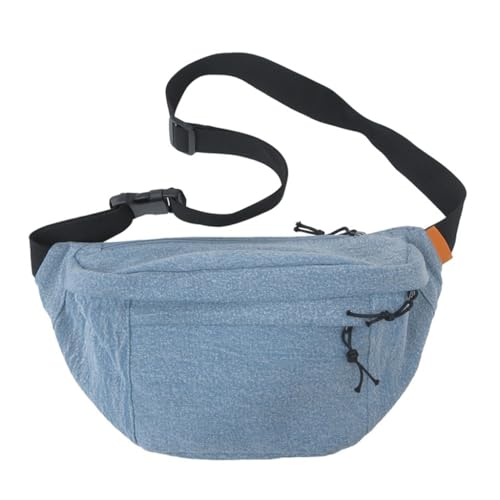 Denims Umhängetasche für Damen und Herren, große Kapazität, Bauchtasche, Geldbörse, Outdoor-Sport, Reißverschluss, Jeans-Brusttasche, hellblau von PLCPDM