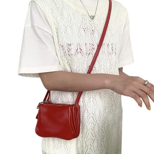 Elegante Handytasche, PU-Leder, zarte Cossbody-Geldbörse für Damen, Schultertasche, perfekt für den täglichen Gebrauch, rot von PLCPDM