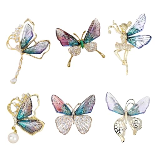 Exquisite Schmetterlings-Brosche mit Farbverlauf, zartes Kleidungsaccessoire, elegantes Kristall-Insektentuch-Brosche, Charm, Siehe Abbildung von PLCPDM