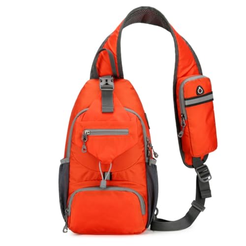 Große Brusttasche für Herren, Nylon, Umhängetasche, lässiger Tagesrucksack, Outdoor-Schulterrucksack, Brusttasche, Orange von PLCPDM