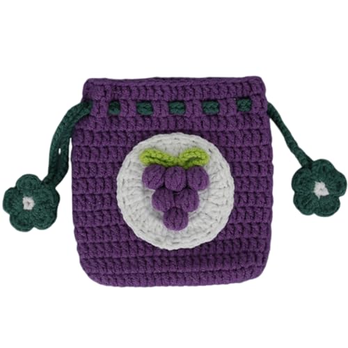 Kleine Geldbörse für Kleingeld, gestrickt, handgewebt, Aufbewahrungstasche, schöne Münzbörse, Häkeltasche, Kleingeldtasche für Mädchen und Frauen, grape von PLCPDM