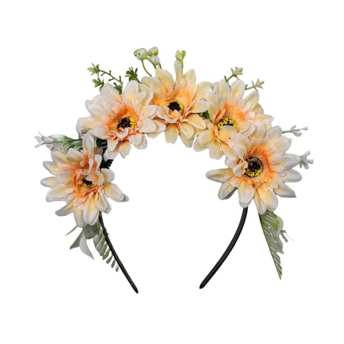 Modell-Show-Stirnband mit Blumen-Rosen-Dekoren, ethnisches Stirnband für Braut, heißer Tag, Frühlings-Stirnband für Hochzeit, Party, buntes Blumen-Haarband für Hochzeit, Mädchen, Blumen-Haarband für von PLCPDM