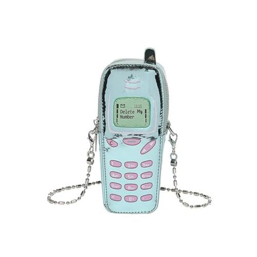 Niedliche digitale Handy-Geldbörse aus PU-Leder, Umhängetasche, lustige Crossbody-Geldbörsen mit abnehmbarer Kette für Damen, grün von PLCPDM