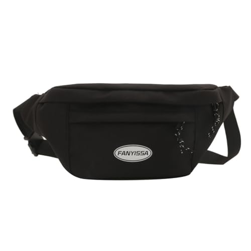 Outdoor-Sport-Hüfttasche, Nylon, Umhängetasche, lässige Schultertasche, Brusttaschen zum Laufen und Radfahren, Schwarz von PLCPDM