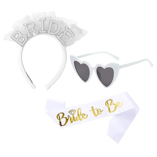 PLCPDM 3-teiliges Herz-Sonnenbrillen-Stirnband-Set, Hochzeit, Valentinstag, Fotografie, Frauenherz, Stirnband mit Herz-Sonnenbrille für Frauen, Herz-Sonnenbrille, Junggesellinnenabschied, von PLCPDM