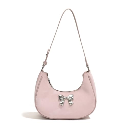 PLCPDM Auffällige Damen-Achseltasche, PU-Leder, Schultertasche, modische Handtasche mit Schmetterlingsmuster für den täglichen Gebrauch, rose von PLCPDM