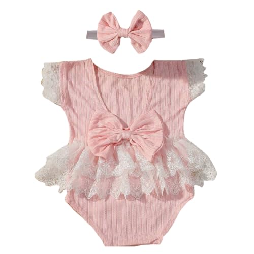 PLCPDM Baby-Fotografie-Kostüm, Kleidung, Schleife, Stirnband, Spitzen-Strampler, Fotokleidung, Foto-Requisiten für Mädchen, 0-9 Monate PLCPDM Baby-Fotografie-Kostüm, Kleidung, Schleife, Stirnband, Spitzen-Strampler, Fotokleidung, Foto-Requisiten für Mädchen, 0-9 Monate von PLCPDM