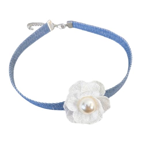 PLCPDM Blue Denims Gürtel mit großer Blume, Choker-Halskette für Damen, Trend 2024, modischer Halsschmuck, Accessoire für Damen und Mädchen, Wie abgebildet von PLCPDM