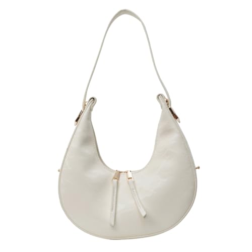 PLCPDM Damen Halbmond-Umhängetasche, PU-Leder, Handtaschen und Geldbörse, modische Achseltasche, Unterarmtasche, einfaches Einkaufen, Dating-Tasche, beige von PLCPDM