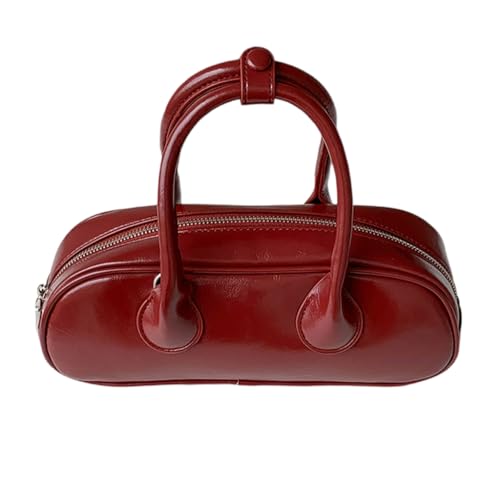 PLCPDM Damen-Handtasche, Umhängetasche, Umhängetasche, PU-Leder, Kuriertasche, modische Clutch, lässige Einkaufstasche, rot von PLCPDM