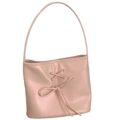 PLCPDM Damen-Handtasche mit Schleife, PU-Leder, modische Achseltasche, Unterarmtasche, Eimertasche für Dating und Alltag, rose von PLCPDM